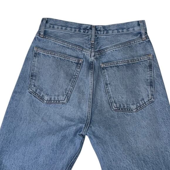 Agolde High Waisted Washed Blue Denim Button Fly Ripped Straight Jeans size 26 - Picture 5 of 11